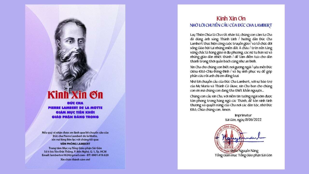 Kinh xin ơn nhờ lời chuyển cầu cầu của Đức Cha Lambert